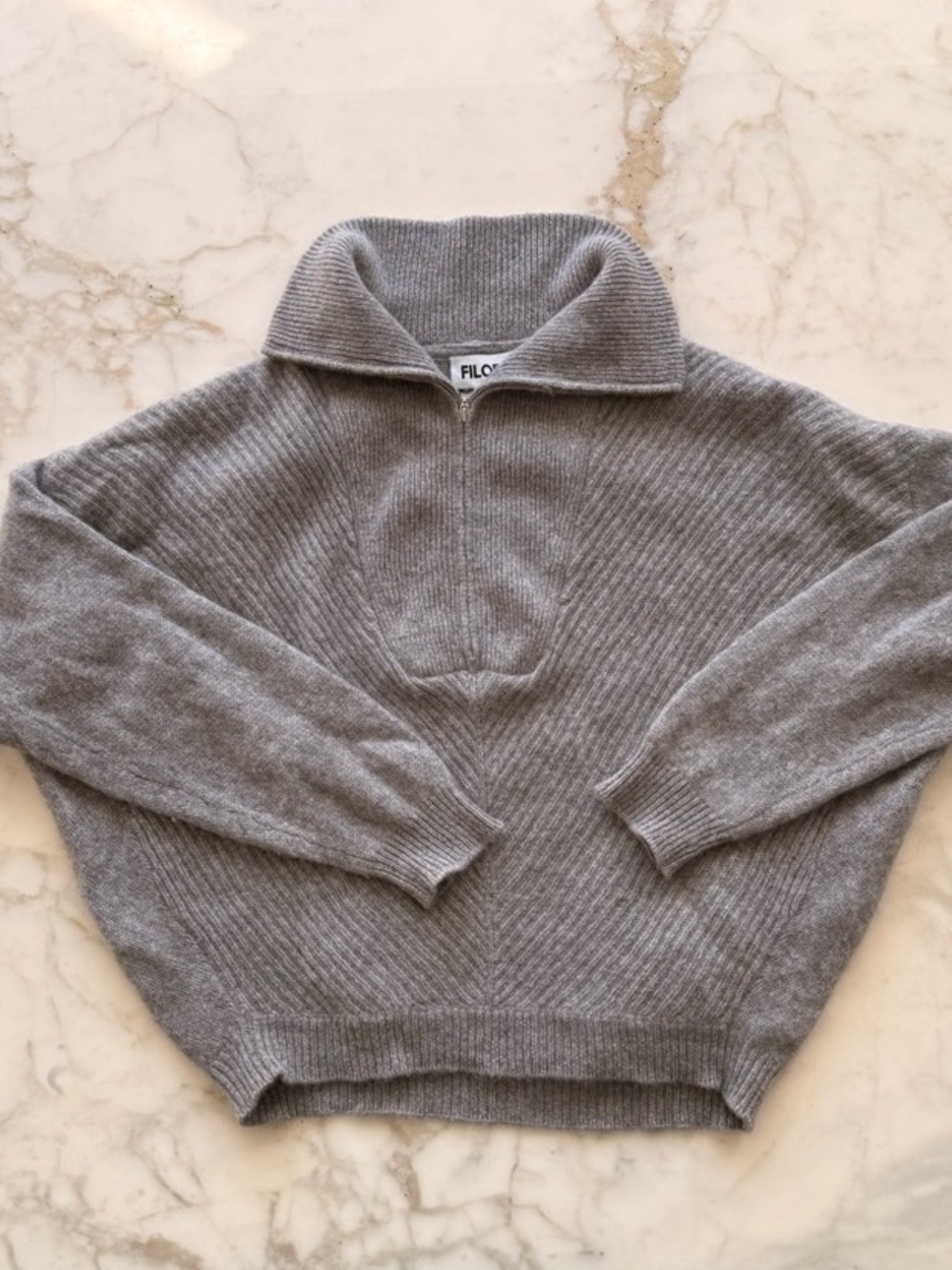 FILORO Half Zip Cashmere Sweater Gray